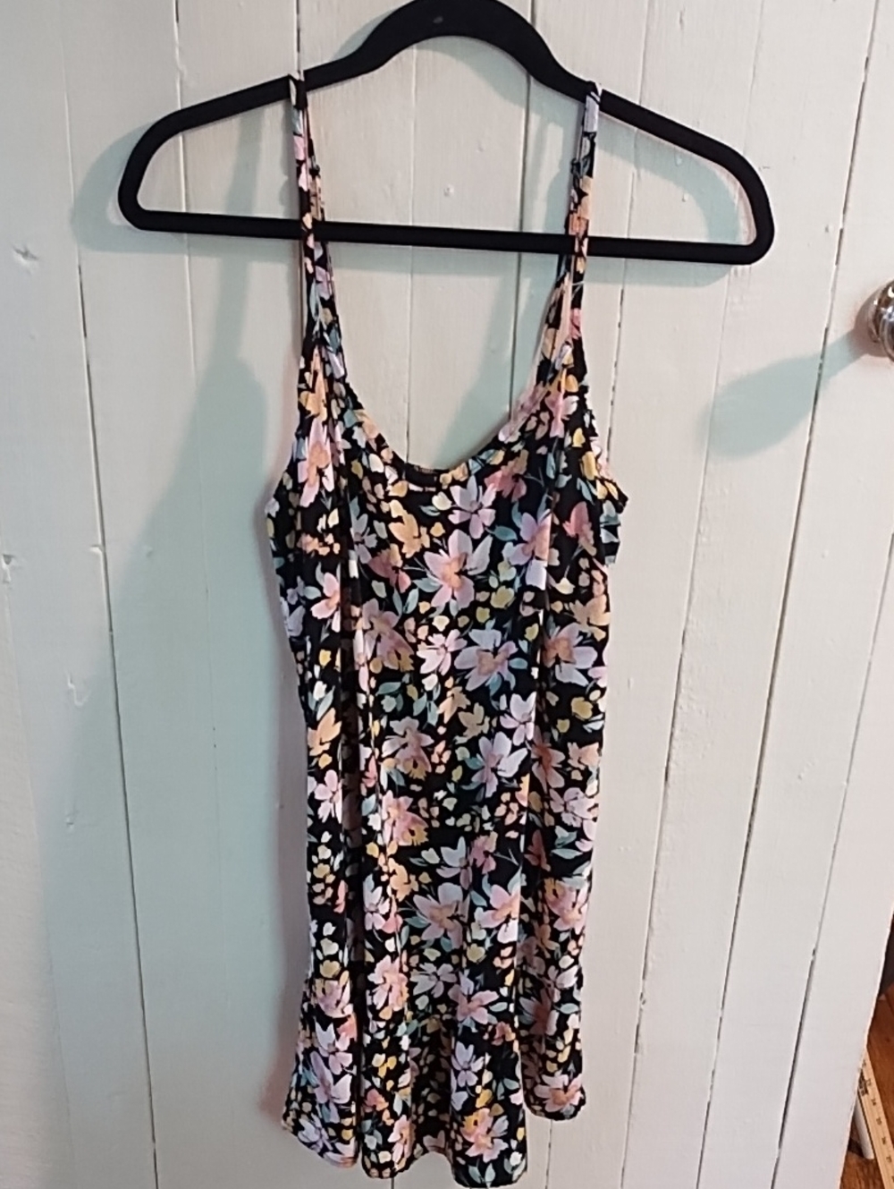 As U Wish Black Floral Slip Dress with Pink and Yellow Flowers VGC Medium.